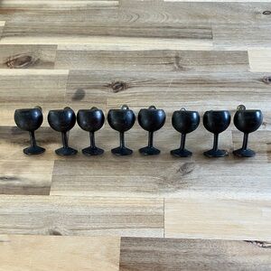 Bundle of 8 - Wine Glass Black Metal Cabinet Knobs